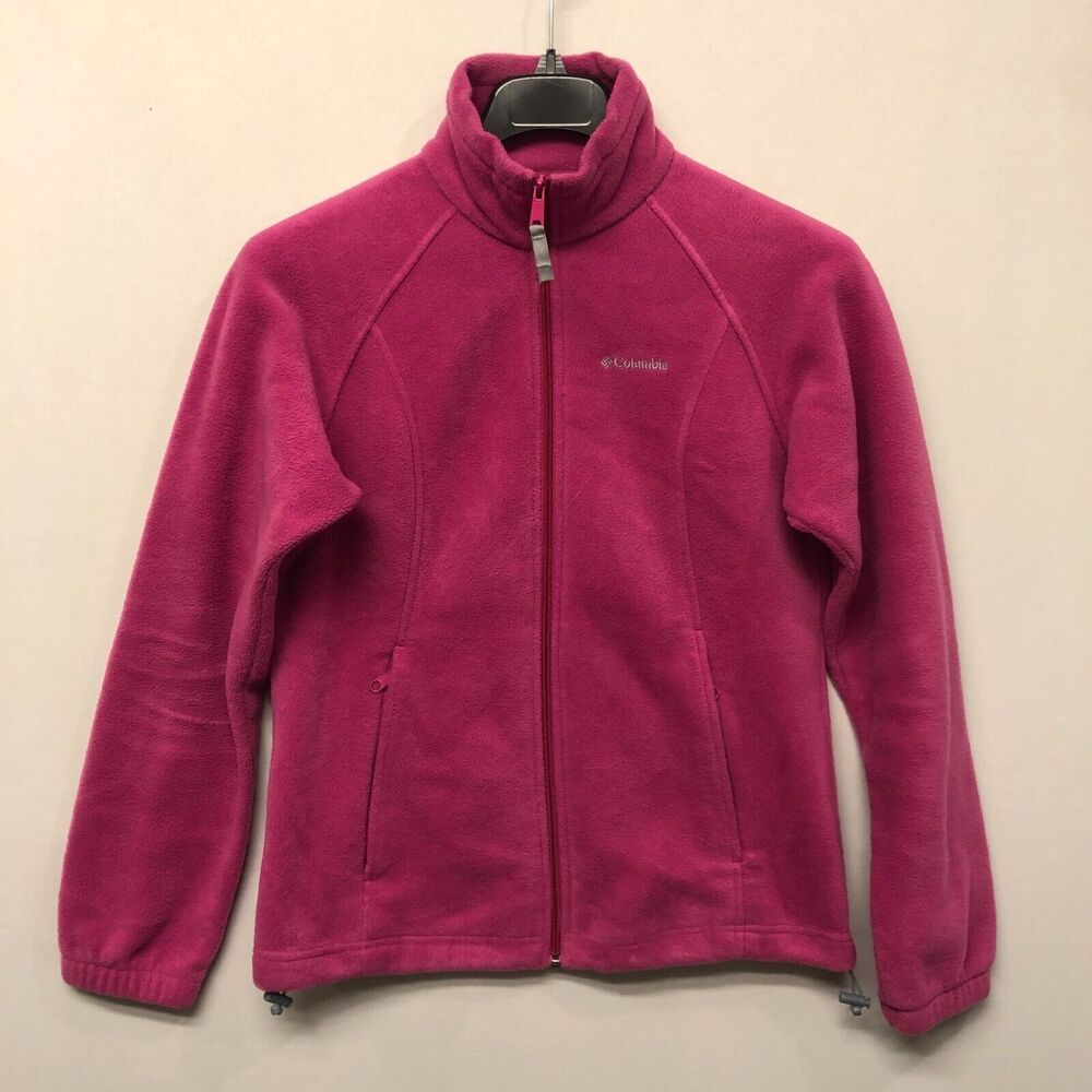 Columbia Women Full Zip Fleece Sweatshirt Sweater Size Medium Pink M211 -11